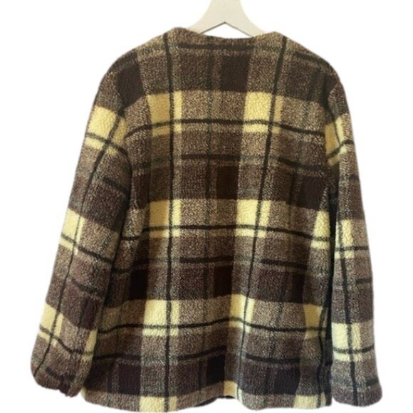 Sanctuary Teddy Coat Sherpa Plaid Oversized Jacket size L - Picture 3 of 5